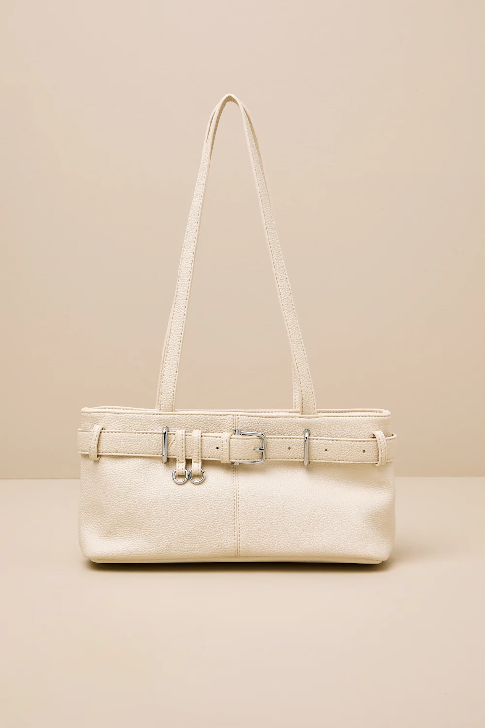 Arazeli Cream Belted Vegan Leather Shoulder Bag | Lulus