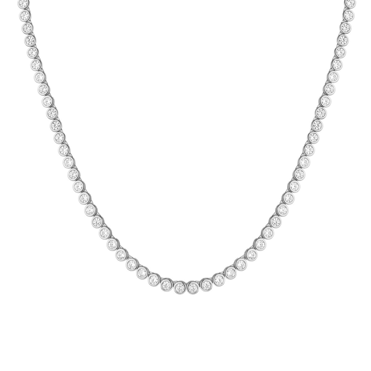 Lab Grown White Sapphire Bezel Tennis Necklace | AUrate New York