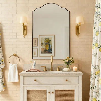 Scalloped Arch Bathroom Vanity Mirror with Curved Top | Stainless Steel Frame | Wayfair North America