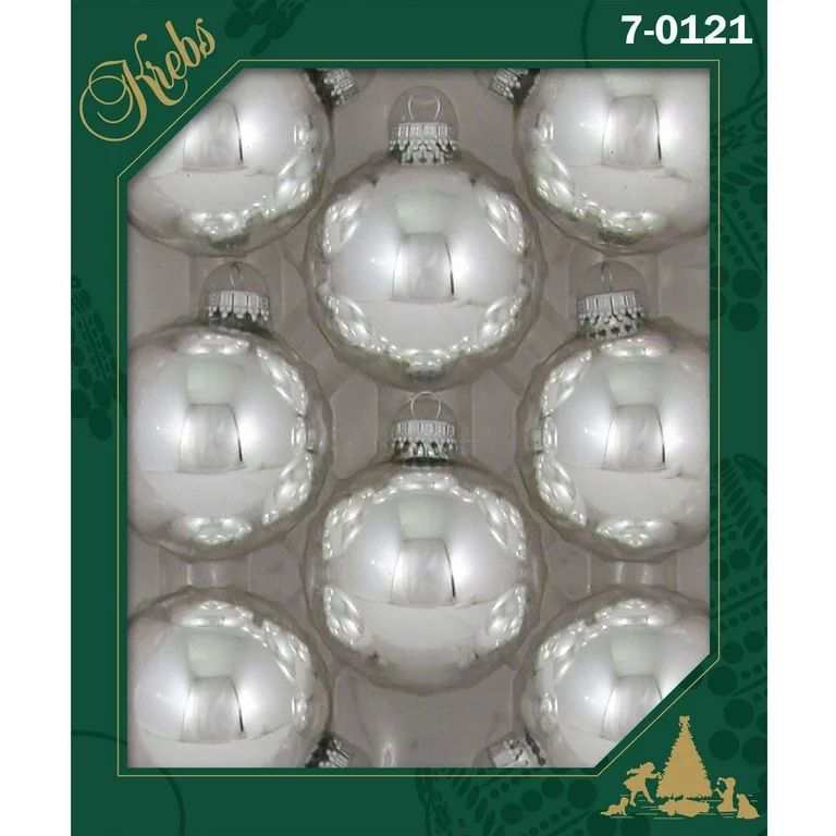 Holiday Time Shiny Silver Glass Christmas Ornaments, 8 Count | Walmart (US)