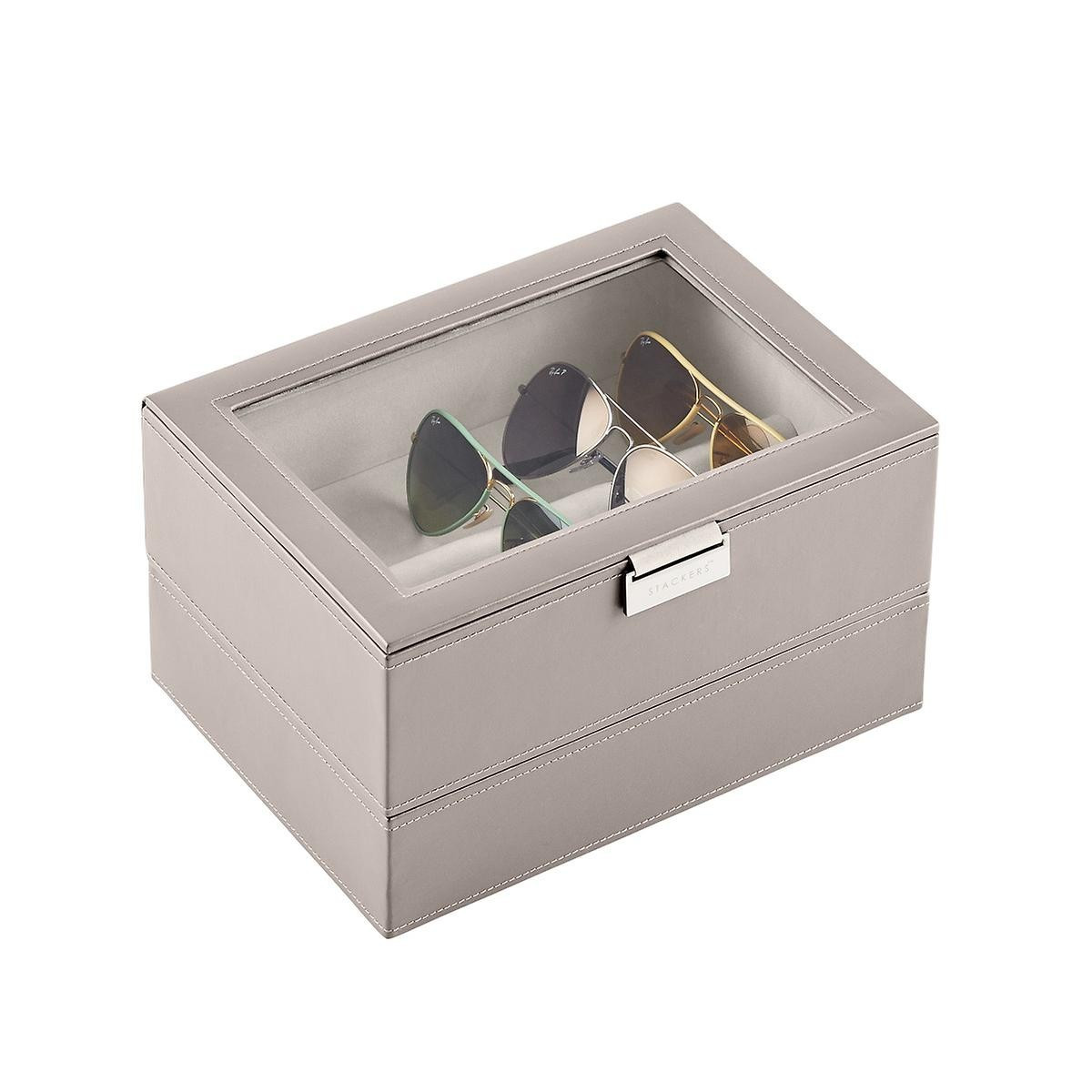 Stackers Taupe Classic Lidded Eyewear Storage Box | The Container Store