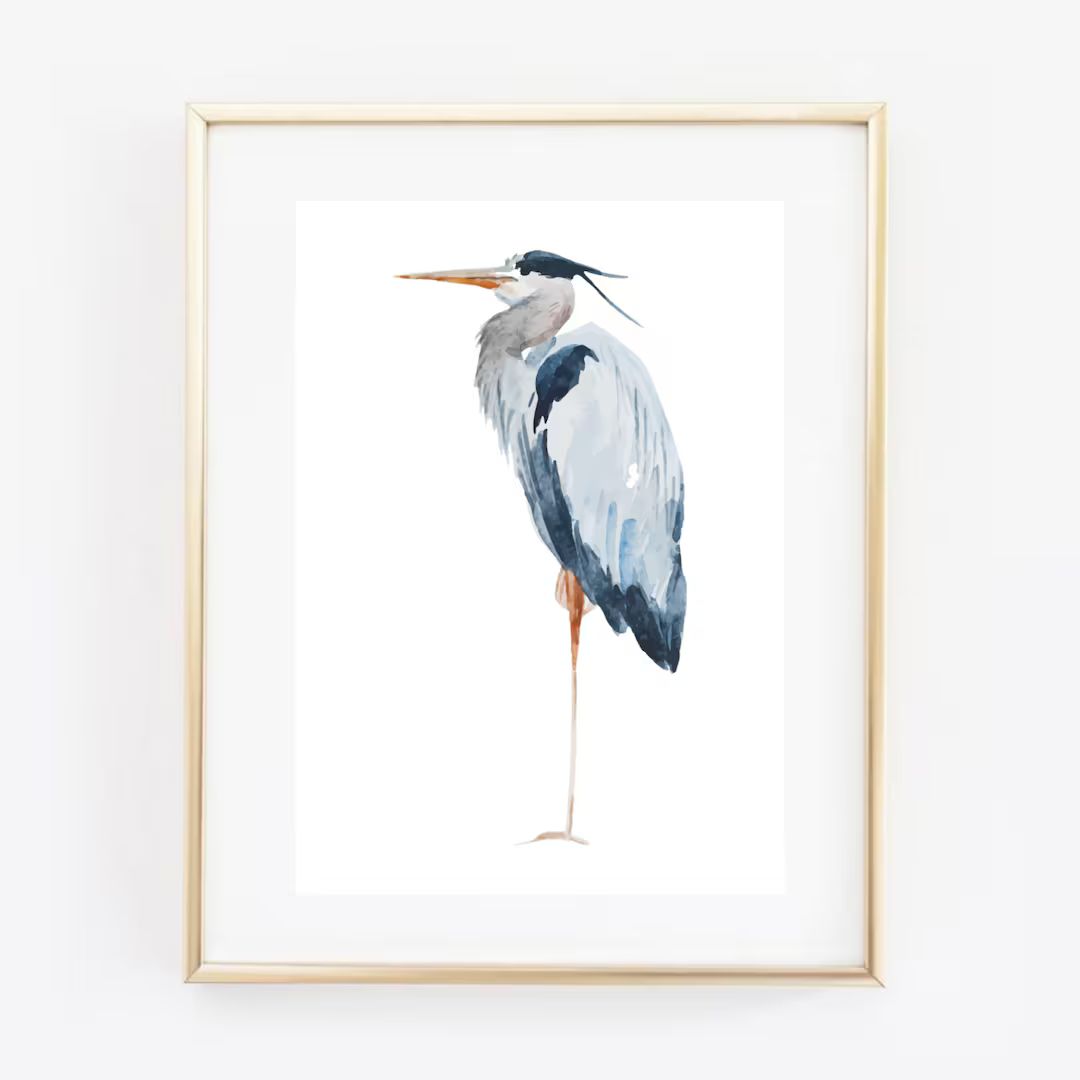 Din A4 Art Print Unframed Bird Heron Grey Heron Fish Heron Watercolor Image Poster Gift - Etsy | Etsy (US)