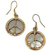 Mixed Metal Peace Sign Earrings/Peace Dangle Earrings /stainless & Brass | Etsy (US)
