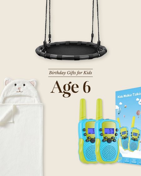 Birthday gifts for kids: age 6 - find the full guide at ChrisLovesJulia.com 

Tree saucer swing, hooded towel, walkie talkies

#LTKKids #LTKFamily #LTKGiftGuide