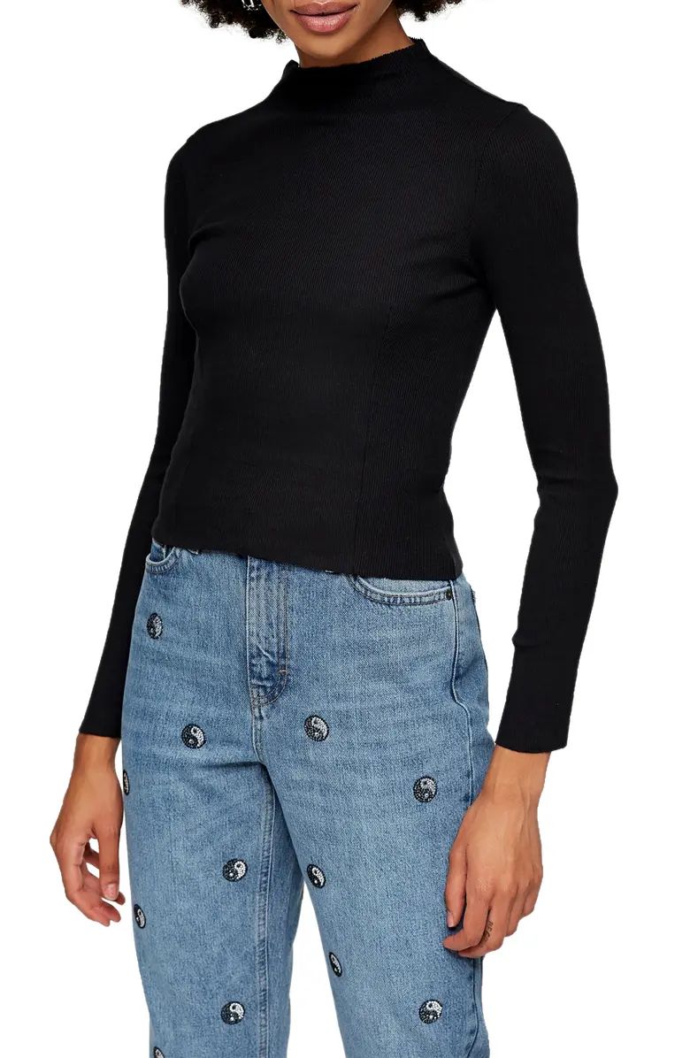 Ribbed Funnel Neck Cotton Top | Nordstrom