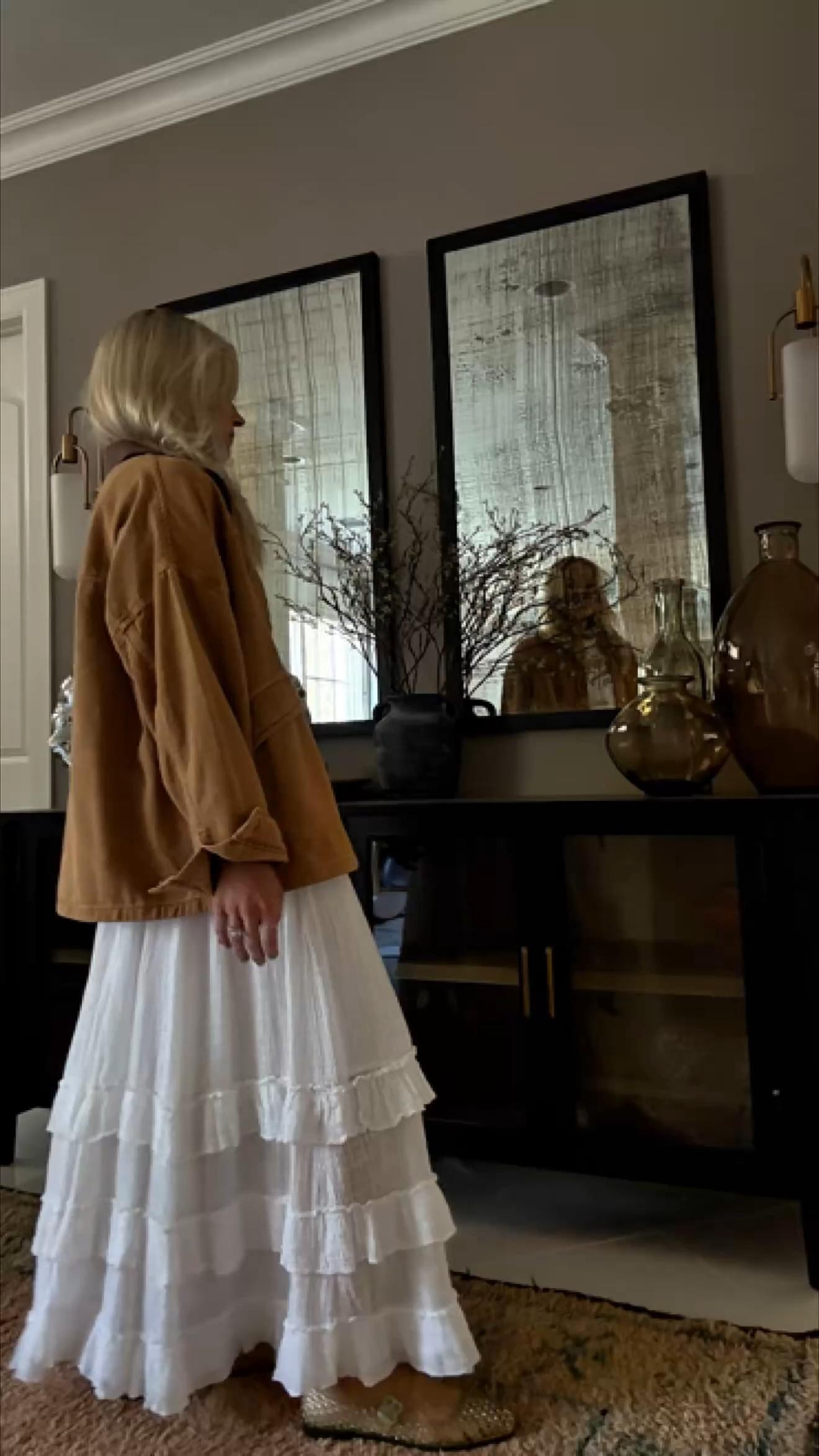 Effortless Fall Outfit Idea: Soft Maxi Skirt + Structured Barn Coat
•
Free People barn coat layered over a white tiered maxi skirt and vintage-inspired graphic tee. Effortless undone polish with everyday pieces you’ll actually rewear. Amazon options included (because, I get it).
• 
 #LTKOutfits #LTKFinds #FallLayers #HotFall #TransitionalStyle #FreePeopleStyle #EverydayStyle #MaxiSkirtOutfit #BarnCoat #FallTrends #AmazonFinds #jellysandals 

#LTKSeasonal #LTKStyleTip #LTKU