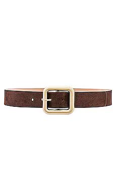 B-Low the Belt Genesis Suede Belt in Chocolate & Gold from Revolve.com | Revolve Clothing (Global)