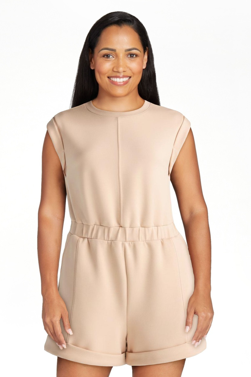 Scoop Women's and Women's Plus Scubaknit Crewneck Romper, Sizes XS-4X | Walmart (US)