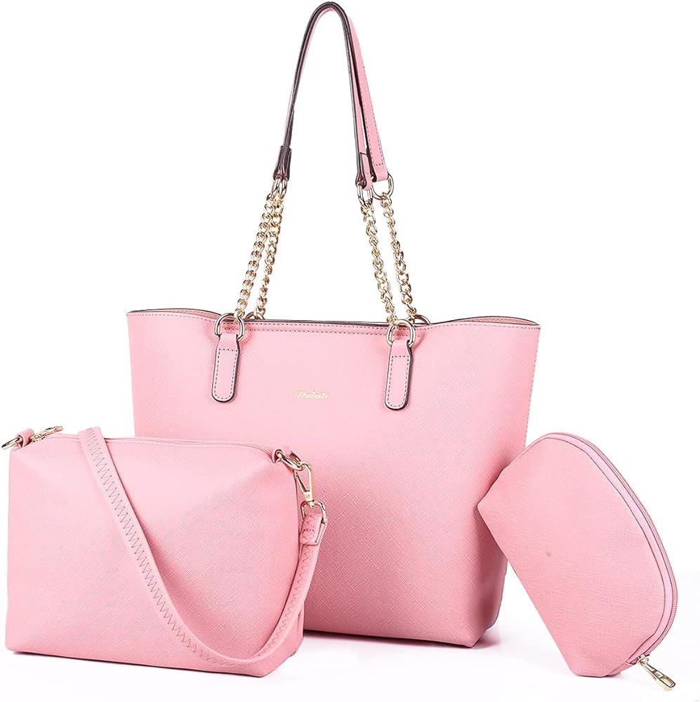 Amazon.com: Tote Handbag Purse For Women Crossbody Shoulder Hobo Satchel Bag Set 3pcs Pink : Clot... | Amazon (US)
