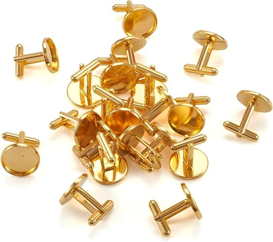 Pandahall 20pcs Brass Men's Cufflinks Cuff Button Cabochons Frame Tray Bezel Cufflink Blanks Sett... | Amazon (US)