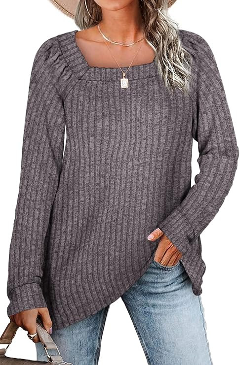 WIHOLL Sweaters for Women Long Sleeve V Neck Solid Color Fashion Tops | Amazon (US)