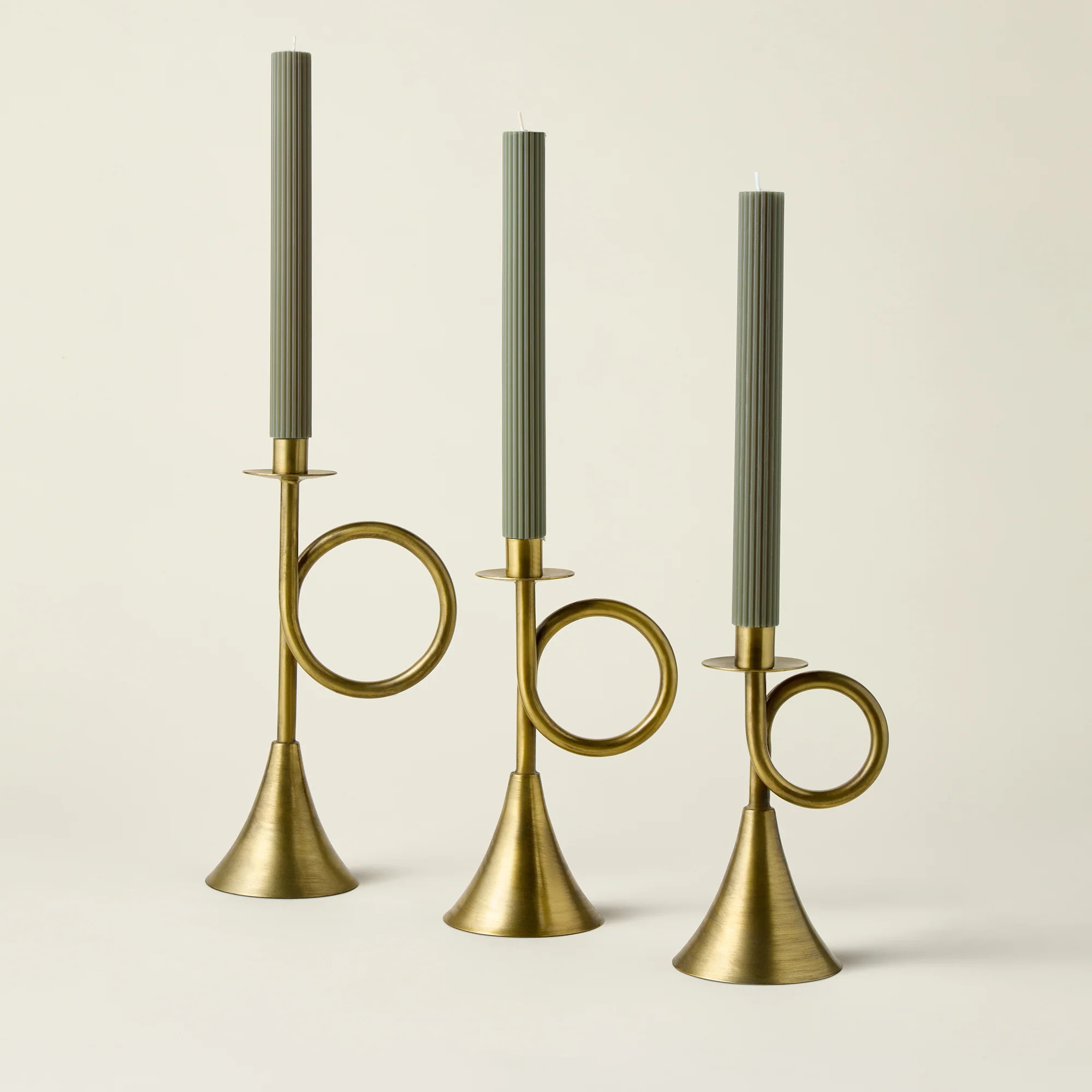 Antique Brass Trumpet Taper Holder | Kate Marker Home