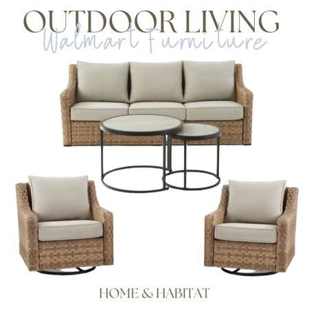 Outdoor furniture set from Walmart sofa swivel chair nesting tables

#LTKsalealert #LTKSeasonal #LTKhome