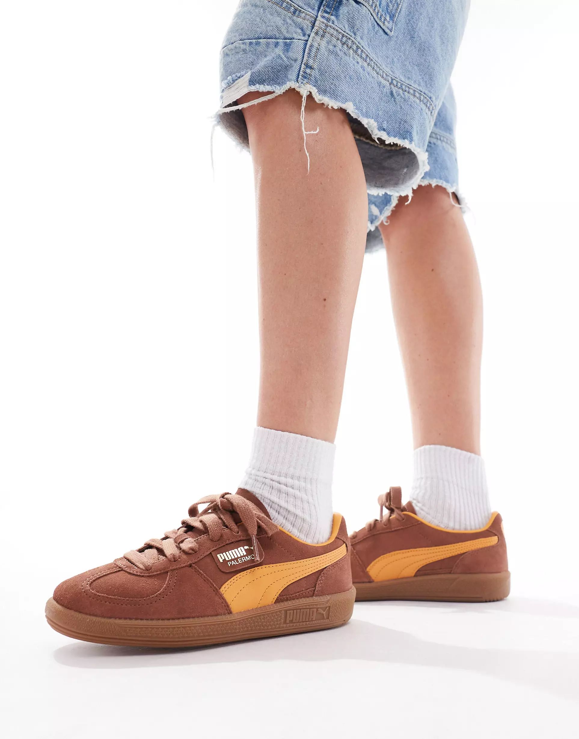 Puma Palermo trainers in brown and orange | ASOS (Global)