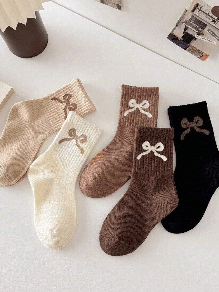 5 pairs bow socks | SHEIN