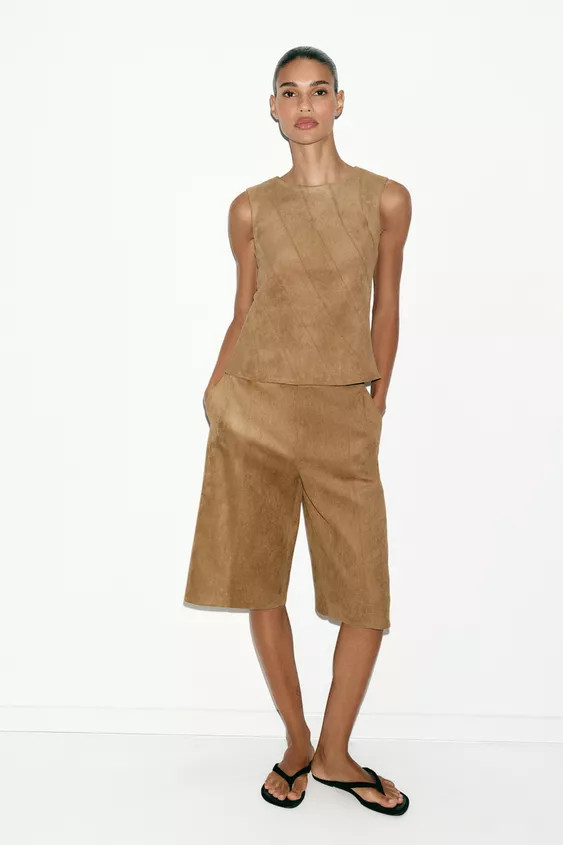 BERMUDA LONG EFFET DAIM | Zara FR