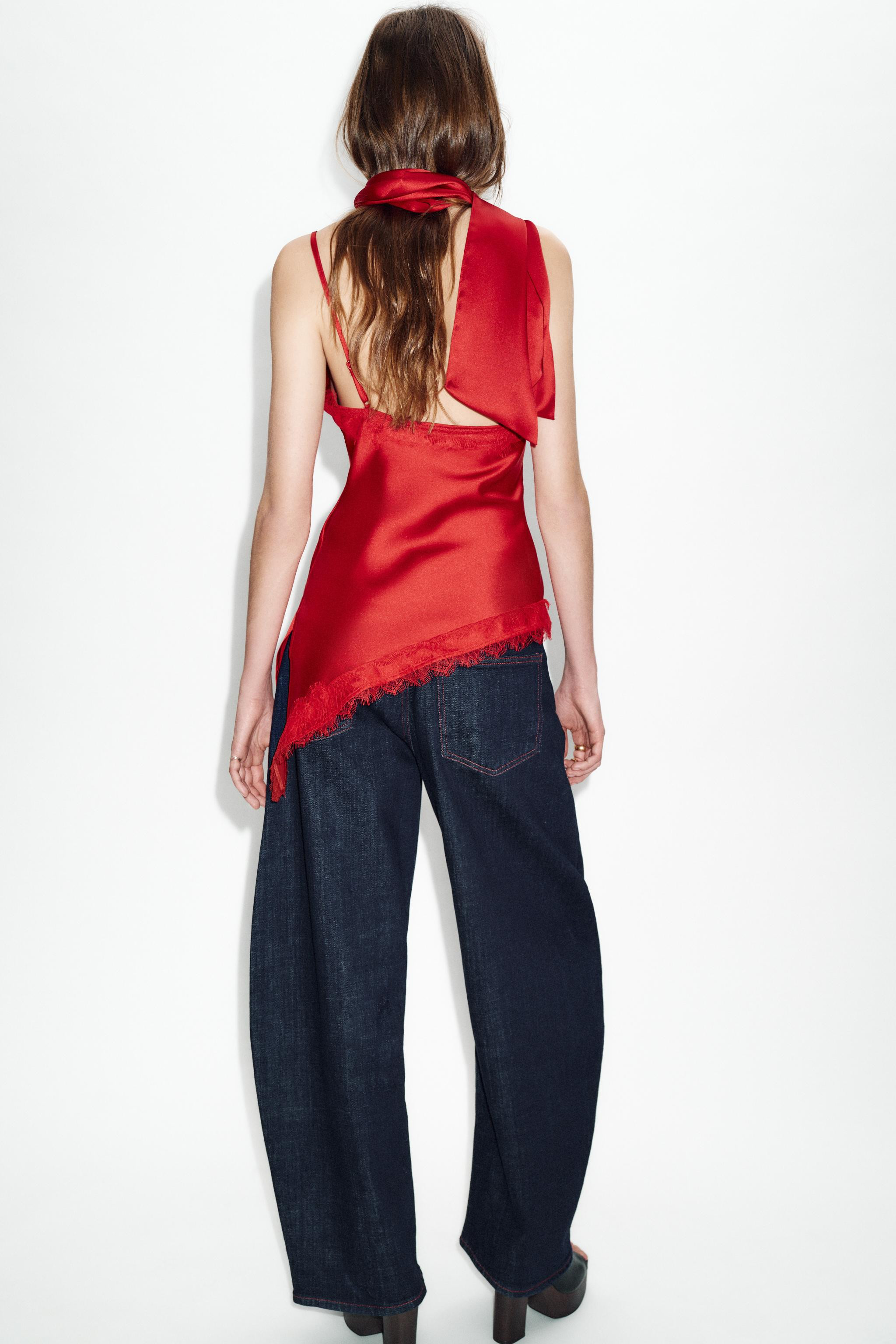 COMBINED LACE-TRIMMED TOP | Zara UK