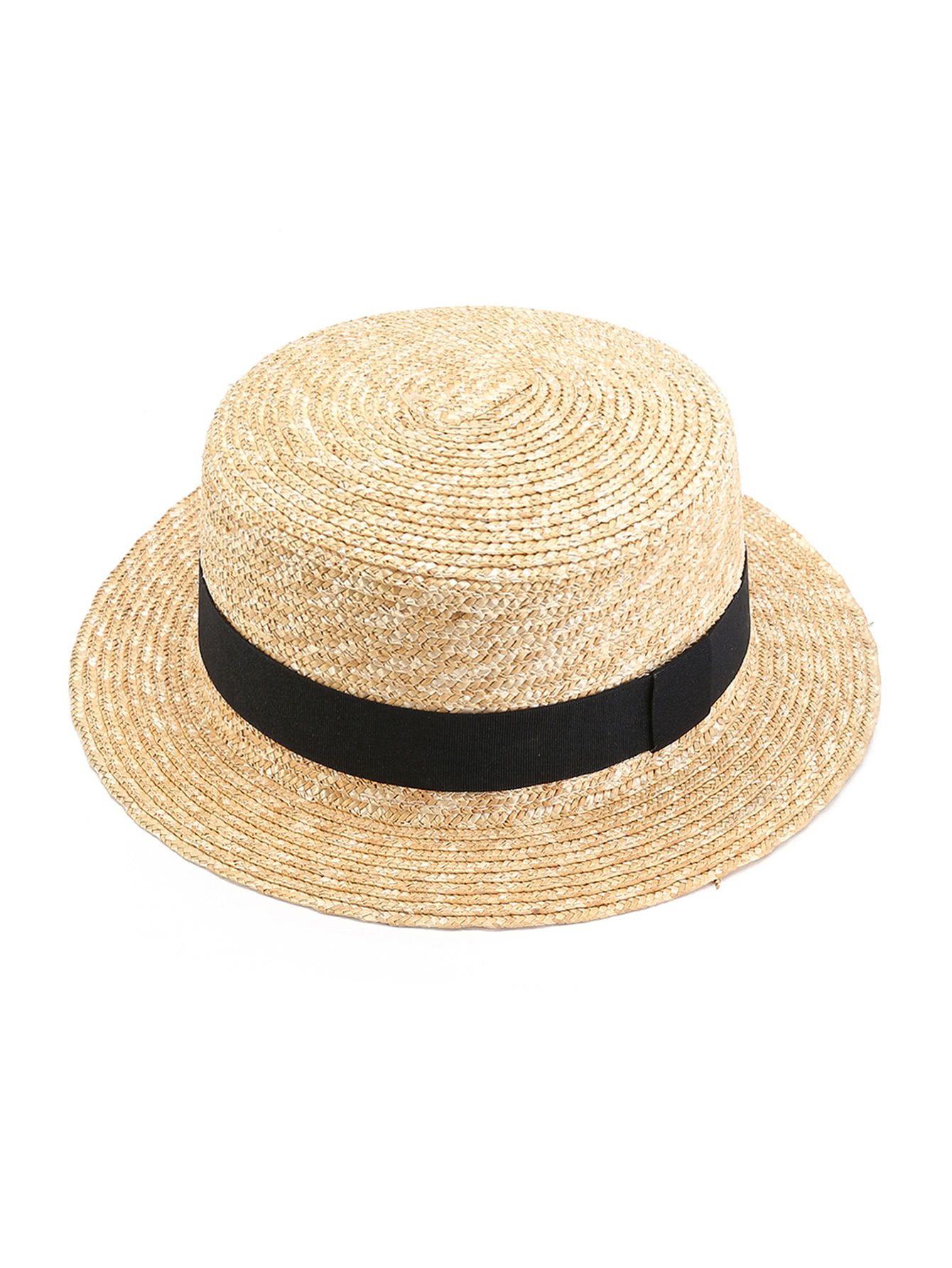 Contrast Band Straw Boater Hat | ROMWE
