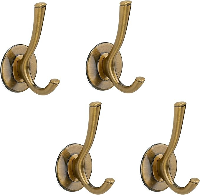 SDH Wall Hooks, Adhesive, Removable, Heavy Duty, Antique Brass, Pack in 4 Hooks | Amazon (CA)