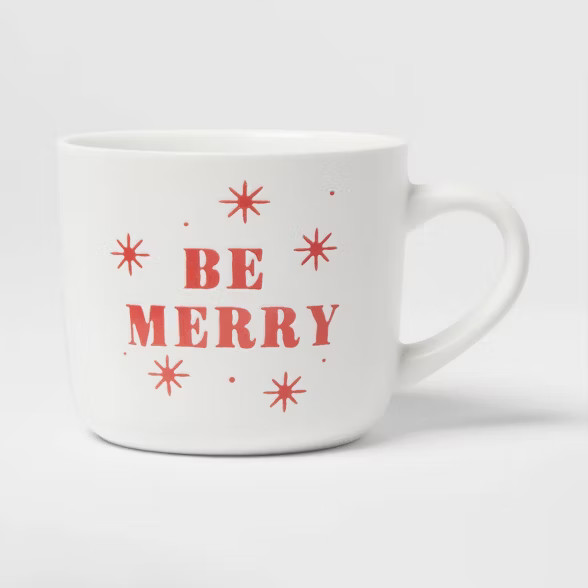 16oz Stoneware Be Merry Mug White - Threshold™ | Target