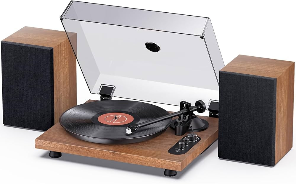 1 BY ONE Record Player, Hi-Fi System Bluetooth Turntable Players with Stereo Bookshelf Speakers, ... | Amazon (US)