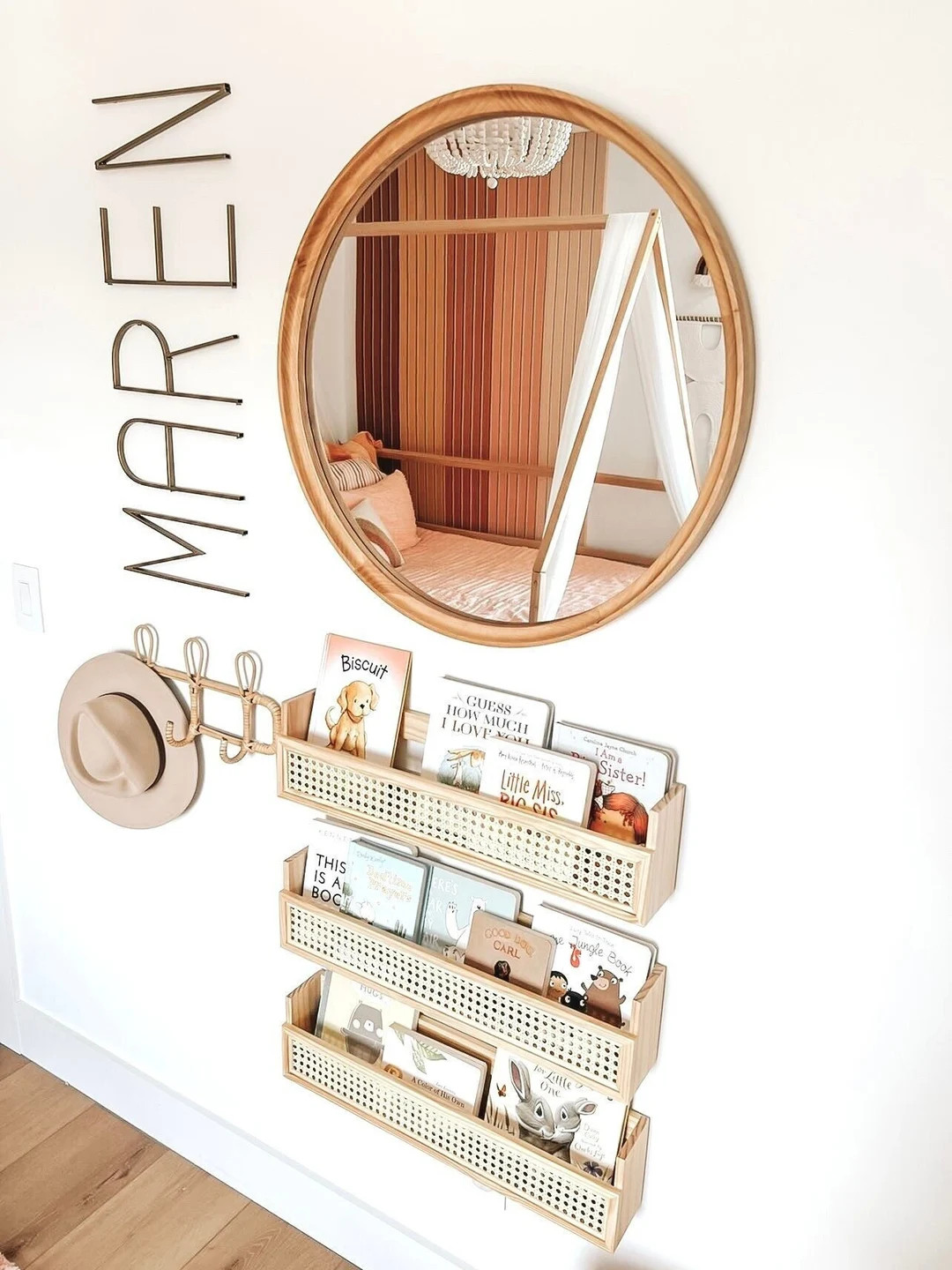 Rattan Shelf Nursery Bookshelf Rattan Bookshelf 1 Nursery Shelf Rattan Nursery Decor Nursery Book... | Etsy (US)