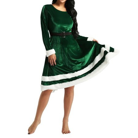 Ladies Soft Santa Velvet Outfit - Fancy Christmas Dress for Women with V-Neck Design for Holiday Parties Festive Events and Everyday Wear - Comfortable and Stylish Christmas | Walmart (US)
