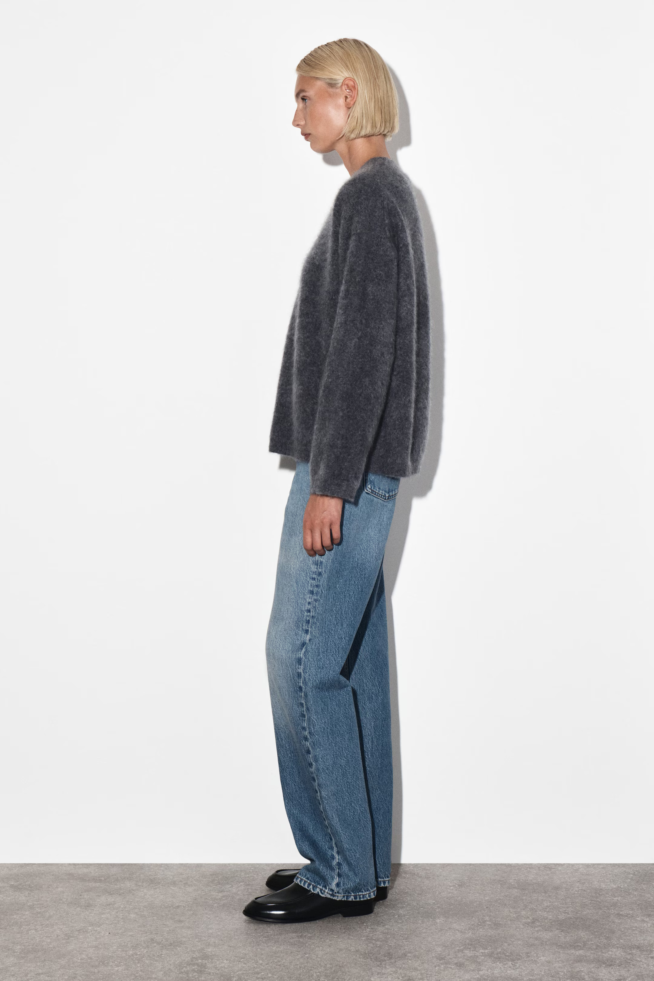 BRUSHED-CASHMERE CREW-NECK JUMPER - DARK GREY | COS | COS UK