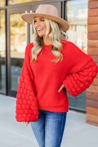 She's The Center Of Attention Red Sweater COMING BACK 1/17 | The Pink Lily Boutique