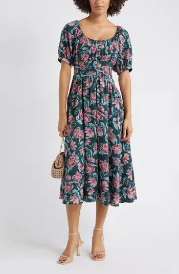 Floral Fit & Flare Midi Dress | Nordstrom