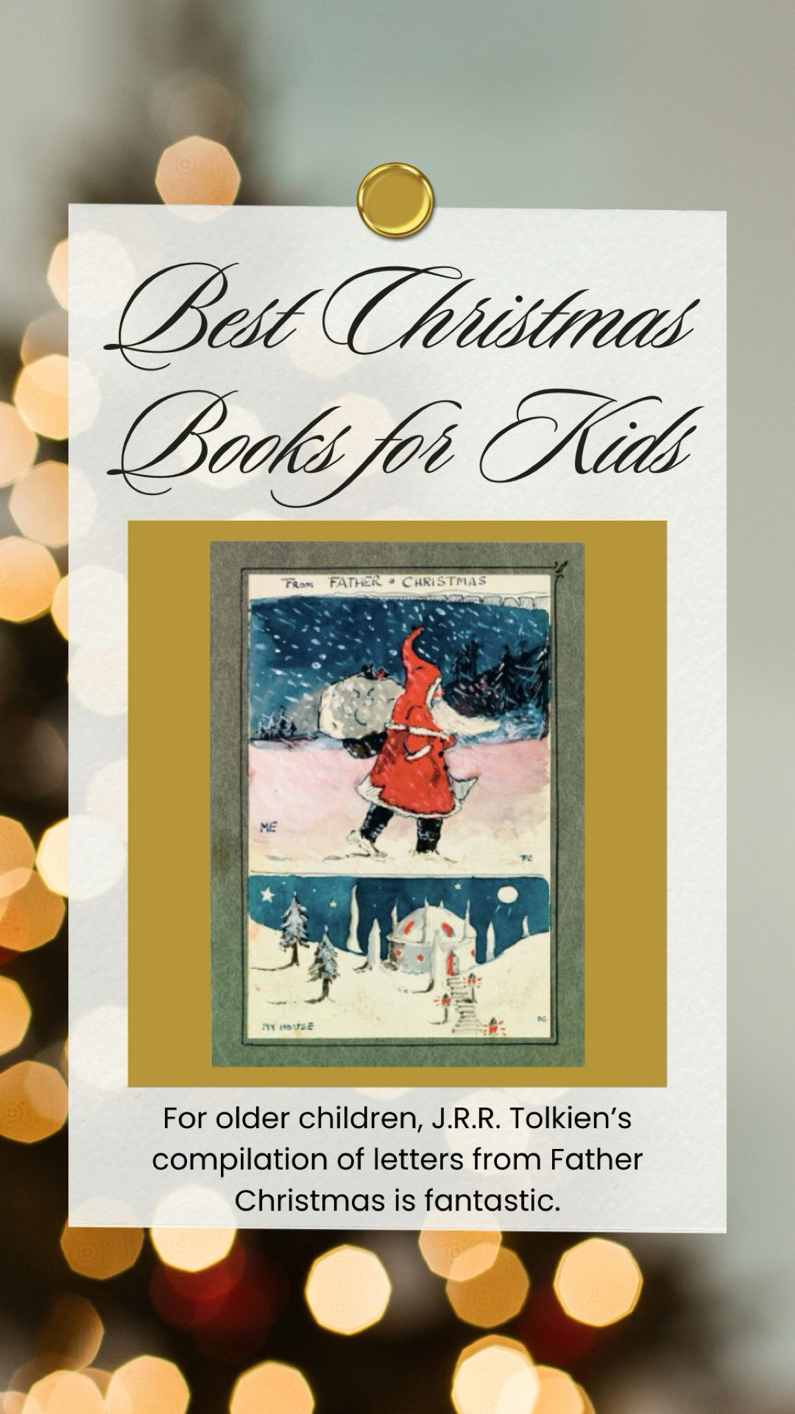 Best Christmas books - J.R.R. Tolkien’s elaborate letters to his children from Father Christmas was compiled in this 208-page book. A perfect gift for older kids and Tolkien fans!


#LTKGiftGuide #LTKKids