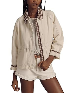 Aimiray Women's Oversized Plaid Jacket Lapel Button Down Casual Shacket Coats with Side Pockets | Amazon (US)