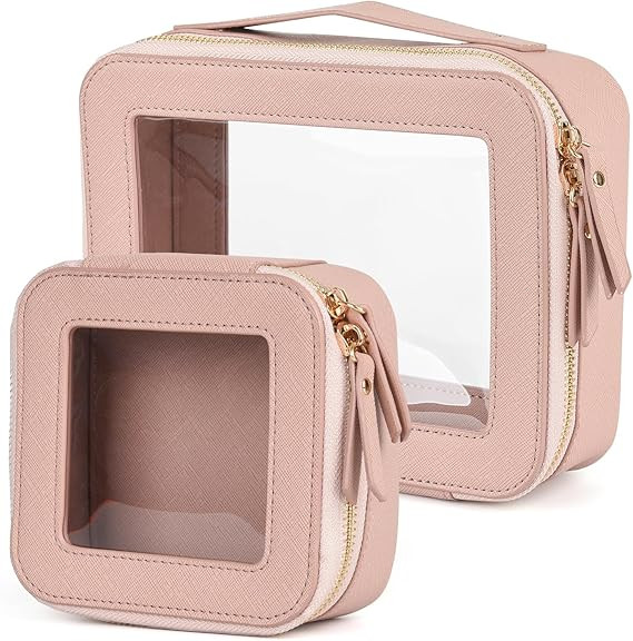 Valleycomfy Clear Cosmetic Bag Set Travel Toiletry Bag Set,Clear Makeup Organizer Bag with Visual... | Amazon (US)