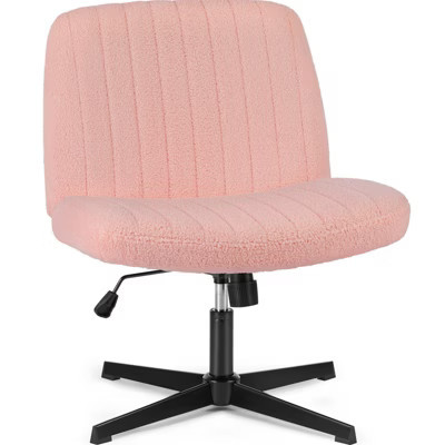 JIONJOY Boucle Upholstered Ergonomic Task Chair with Criss Cross Chair Legged | Pink | Target