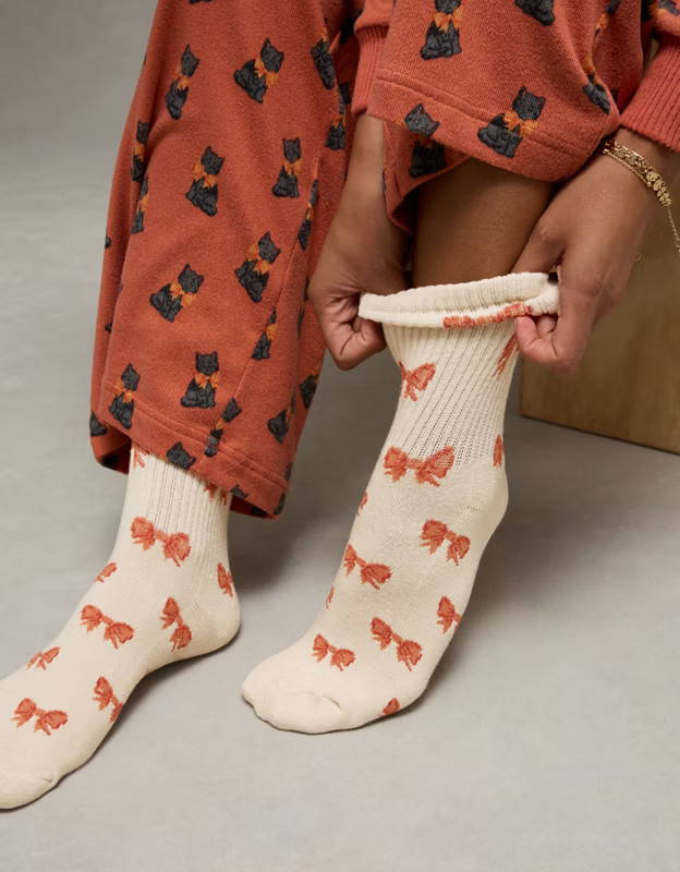 AE Cat Cropped Crew Socks 2-Pack | American Eagle Outfitters (US & CA)