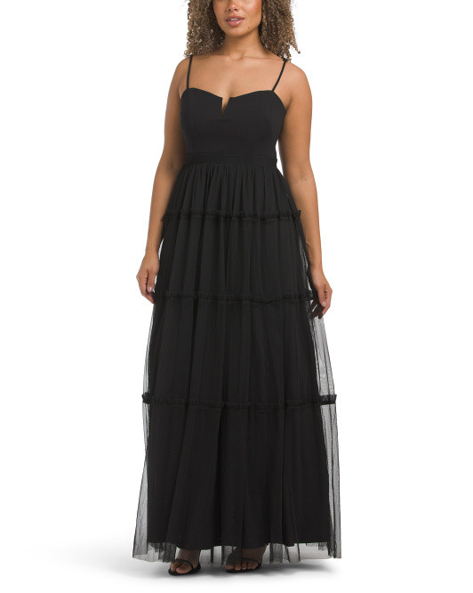 Sleeveless Tulle Tiered Gown | TJ Maxx