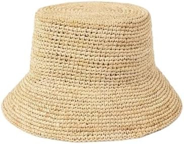 Beach Hats for Women Hand-Crocheted Raffia Bucket hat Outdoor Shade Straw hat Foldable for Women ... | Amazon (US)