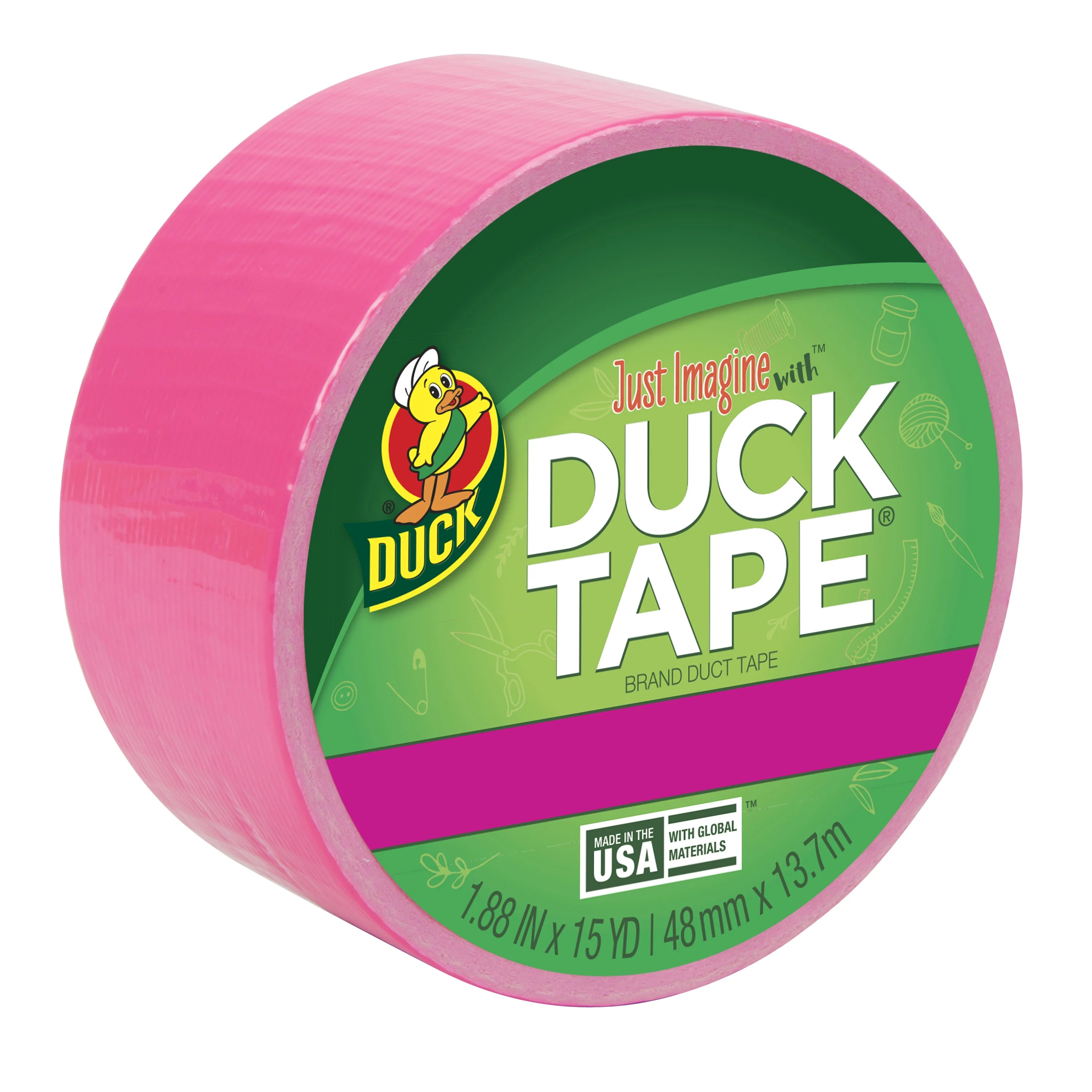 Duck Brand 1.88 in. x 15 yd. Neon Pink Colored Duct Tape - Walmart.com | Walmart (US)