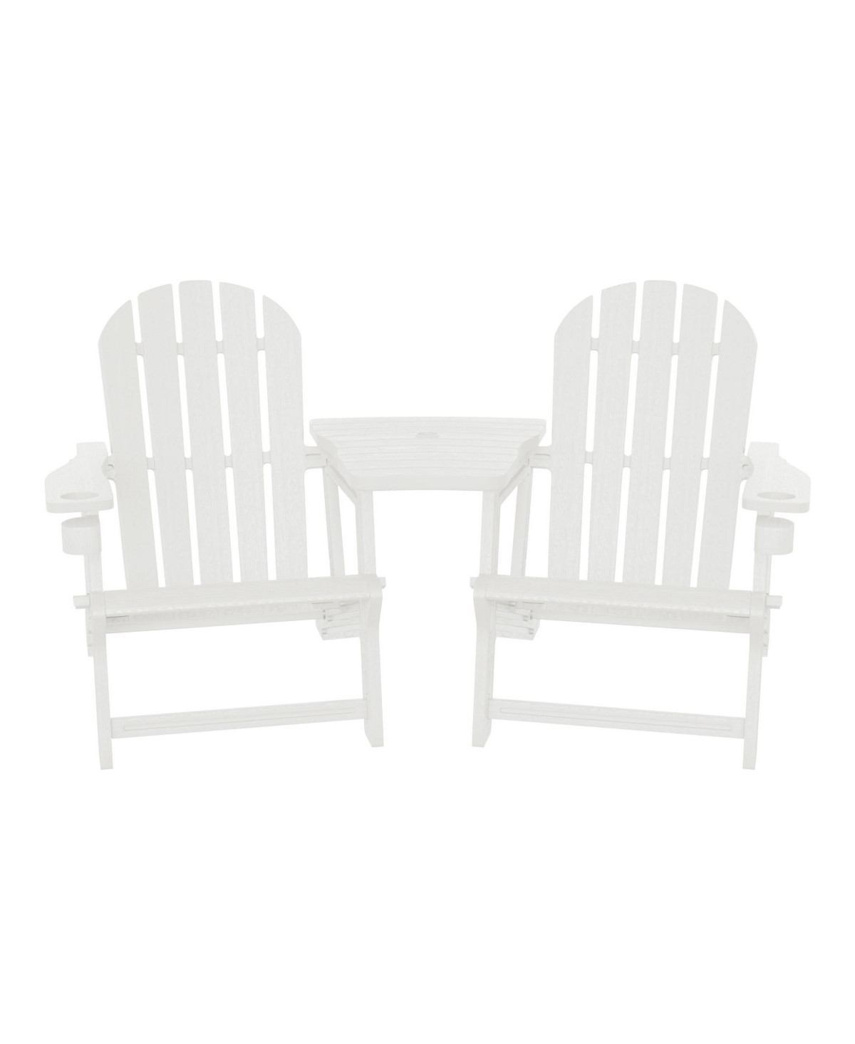 Outdoor Hdpe Adirondack Chairs With Connecting Table Tray (Set of 2) - White | Macy's