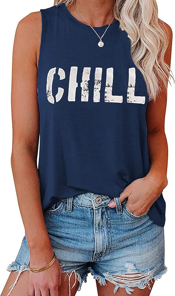 Hount Womens Casual Loose Graphic Comfy Tank Tops Summer Basic T-Shirts Sleeveless Shirts Tunic T... | Amazon (US)