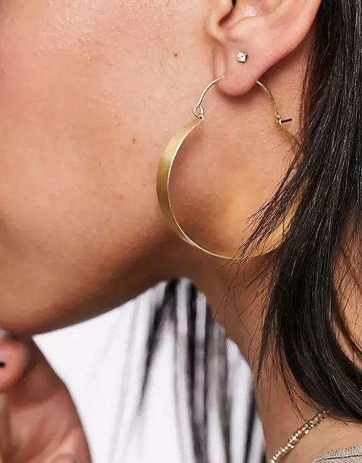 ASOS DESIGN hoop earrings in satin finish in gold tone | ASOS (Global)