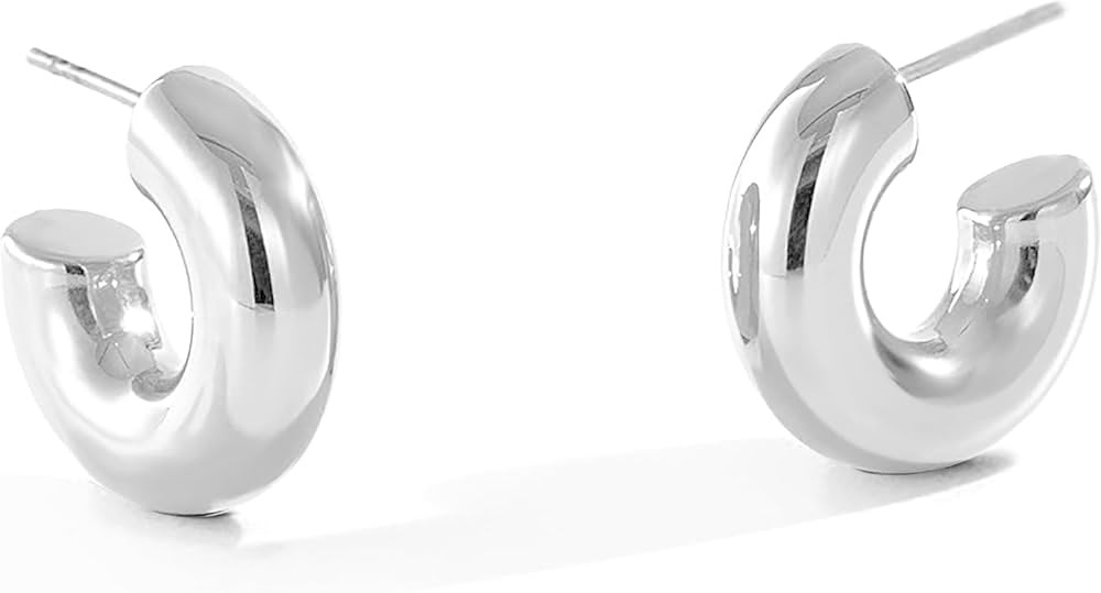 CONRAN KREMIX Chunky Gold Hoops Earrings for Women,Thick 18K Real Gold Circle Open Hoop,Lightweig... | Amazon (US)