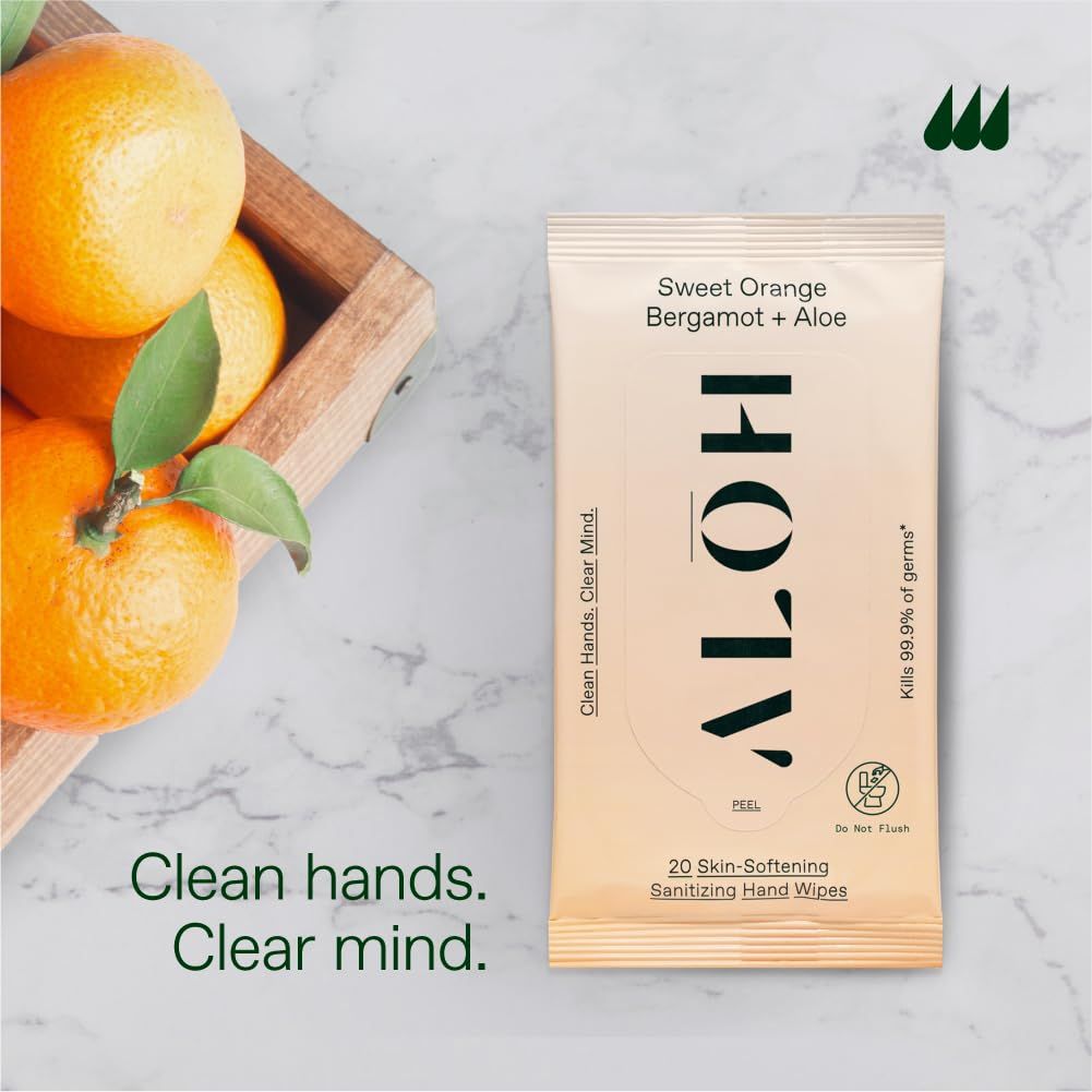 ALŌH Sweet Orange Bergamot + Aloe Sanitizing Hand Wipes - Clean Hands, Clear Mind - On The Go Ha... | Amazon (US)