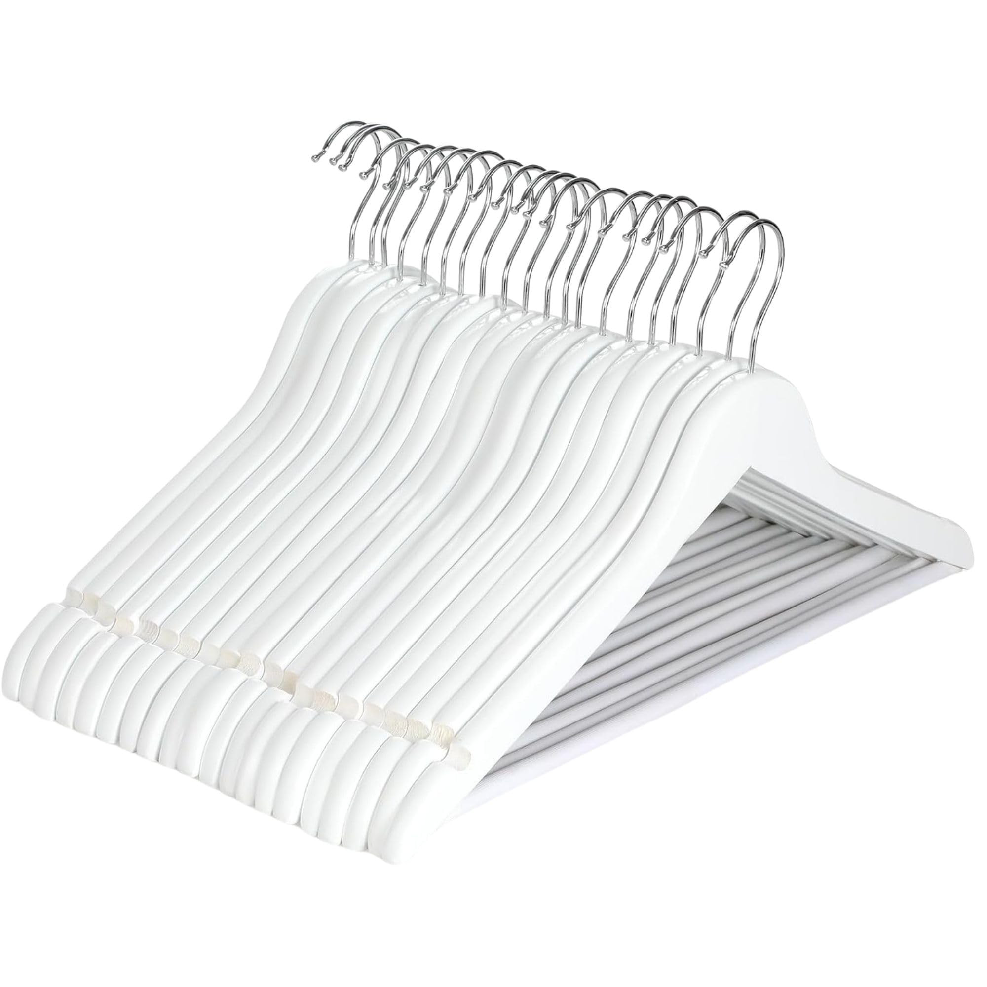 20 Wooden Hangers, Coat Hangers, Clothes Hangers, with Shoulder Notches, Trousers Bar, 360° Swiv... | Amazon (UK)