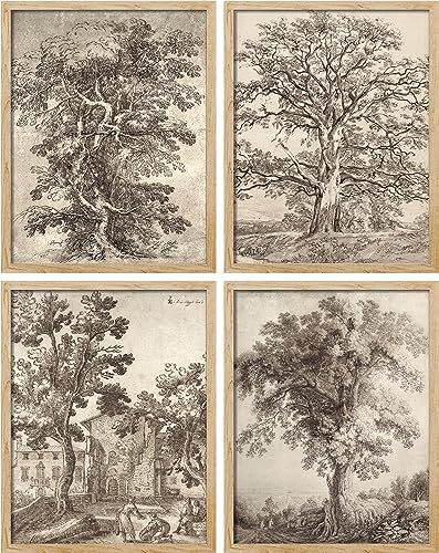 SIGNWIN Poster Forest Tree Sketches Sepia Duotone Wilderness Nature Illustrations Fine Art Decorative Country/Farmhouse Vintage for Living Room, Bedroom, Office - 11"x14"x4 | Amazon (US)