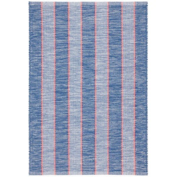Hillsgrove Striped Handmade Flatweave Cotton Area Rug in Blue/Red | Wayfair North America