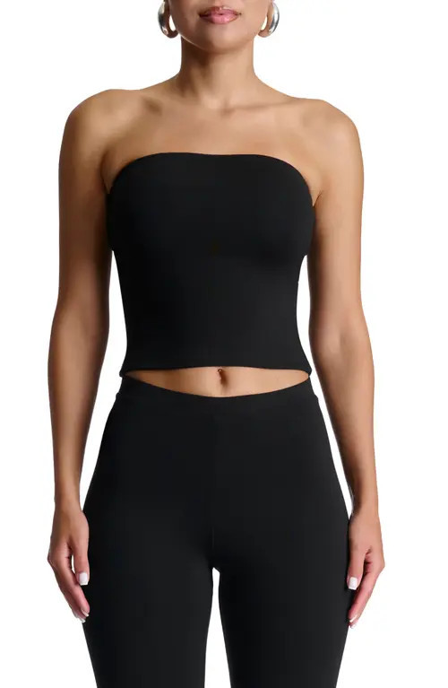 Naked Wardrobe Smooth Crop Tube Top in Black at Nordstrom, Size Small | Nordstrom