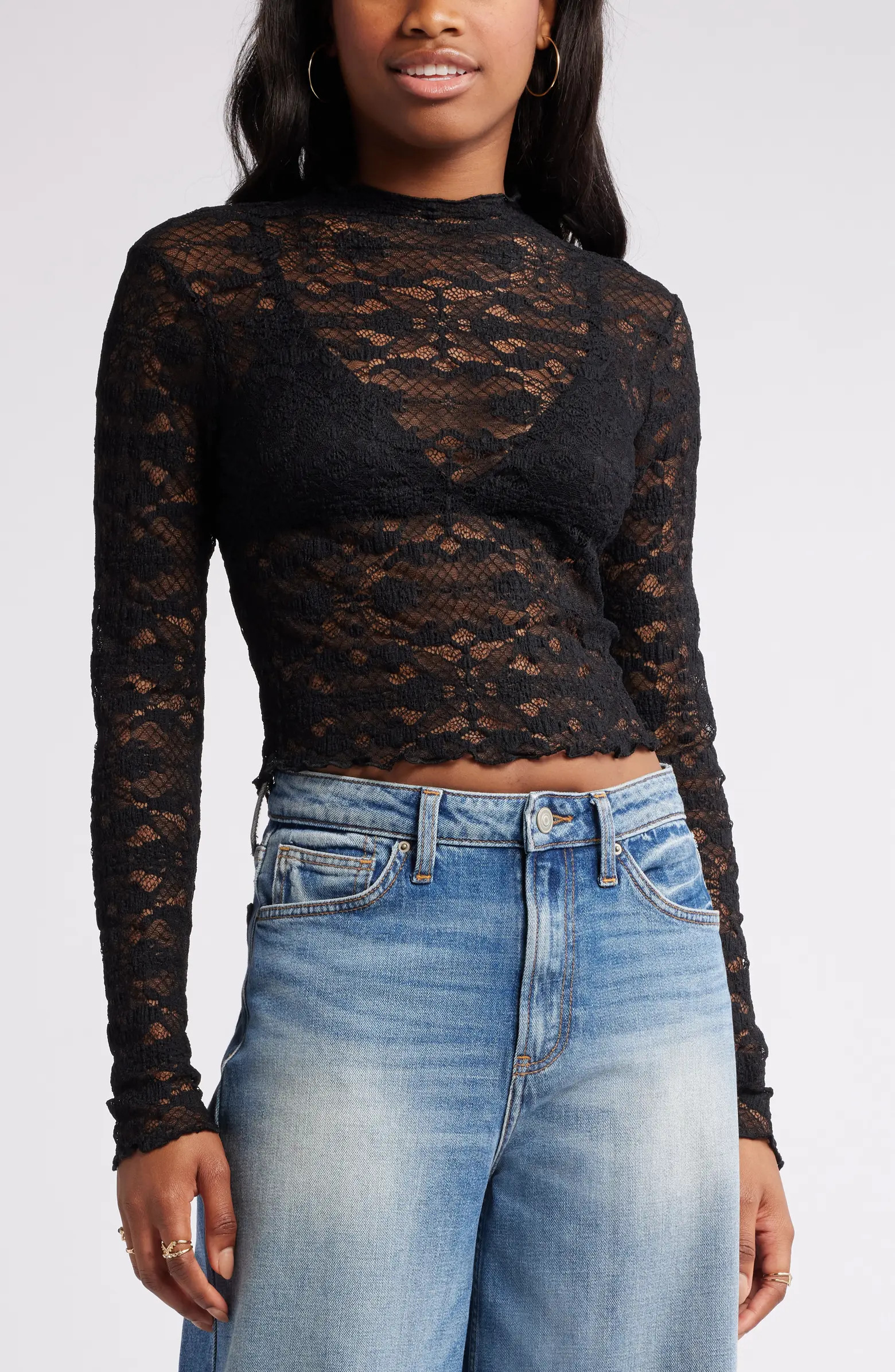 Mock Neck Lace Top | Nordstrom