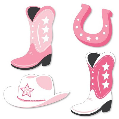 Big Dot of Happiness Rodeo Cowgirl - DIY Shaped Pink Western Party Cut-Outs - 24 Count | Target