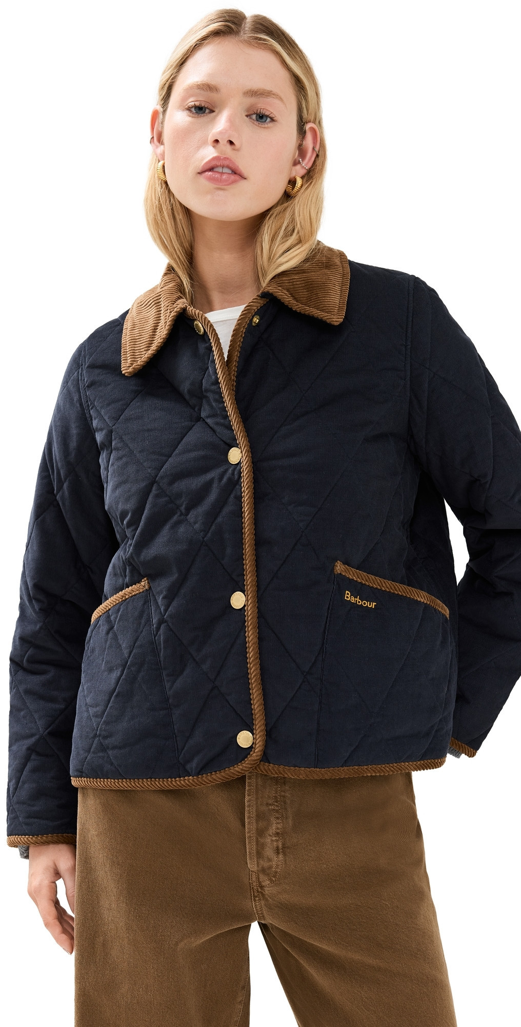 Barbour Emilia Quilt Barn Jacket Dark Navy/Sky Dress Tartan 14 | Shopbop